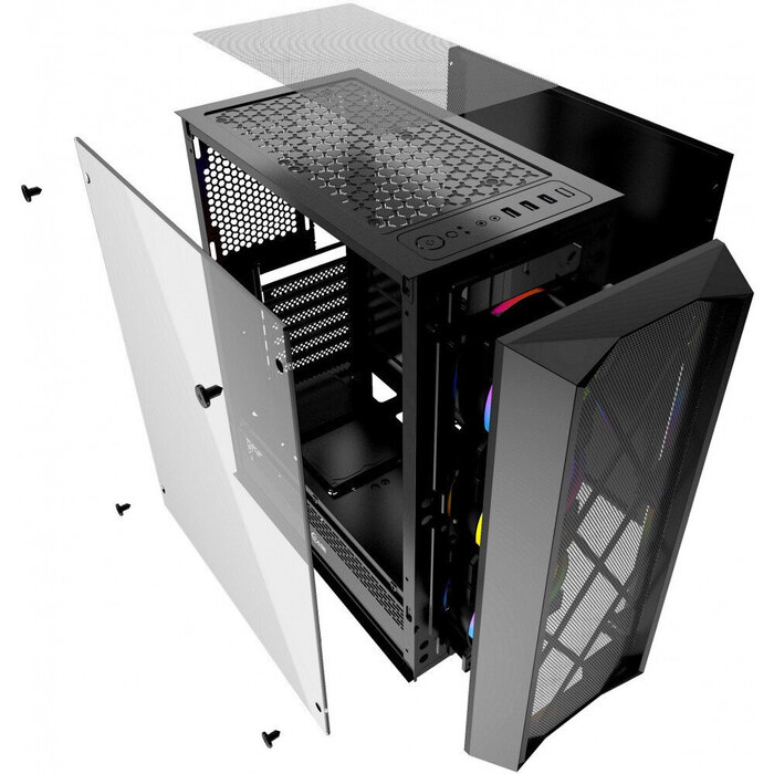 Корпус Powercase Rhombus X3 Mesh LED, Черный №6