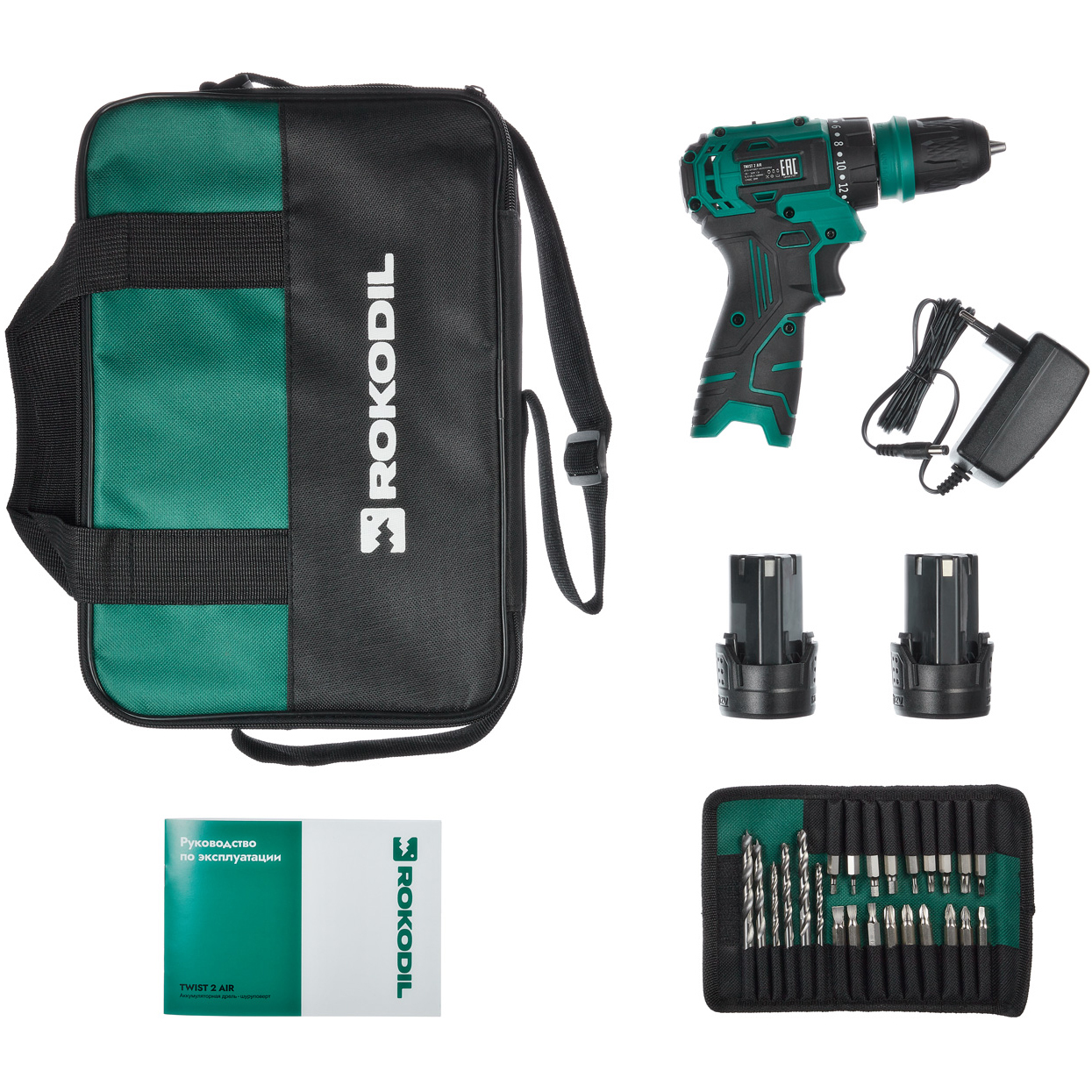Аккумуляторная дрель-шуруповерт Rokodil Twist 2 Air 1047298, 12 В, 36 Нм, 2 А·ч  детальное изображение - 3