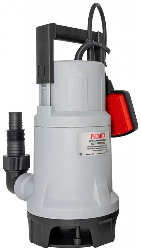 Дренажный насос Ресанта НД-15500П/35, 258 л/мин, 40 мм, напор 10 м, d=40 мм, 1100 Вт, Серый детальное изображение - 2