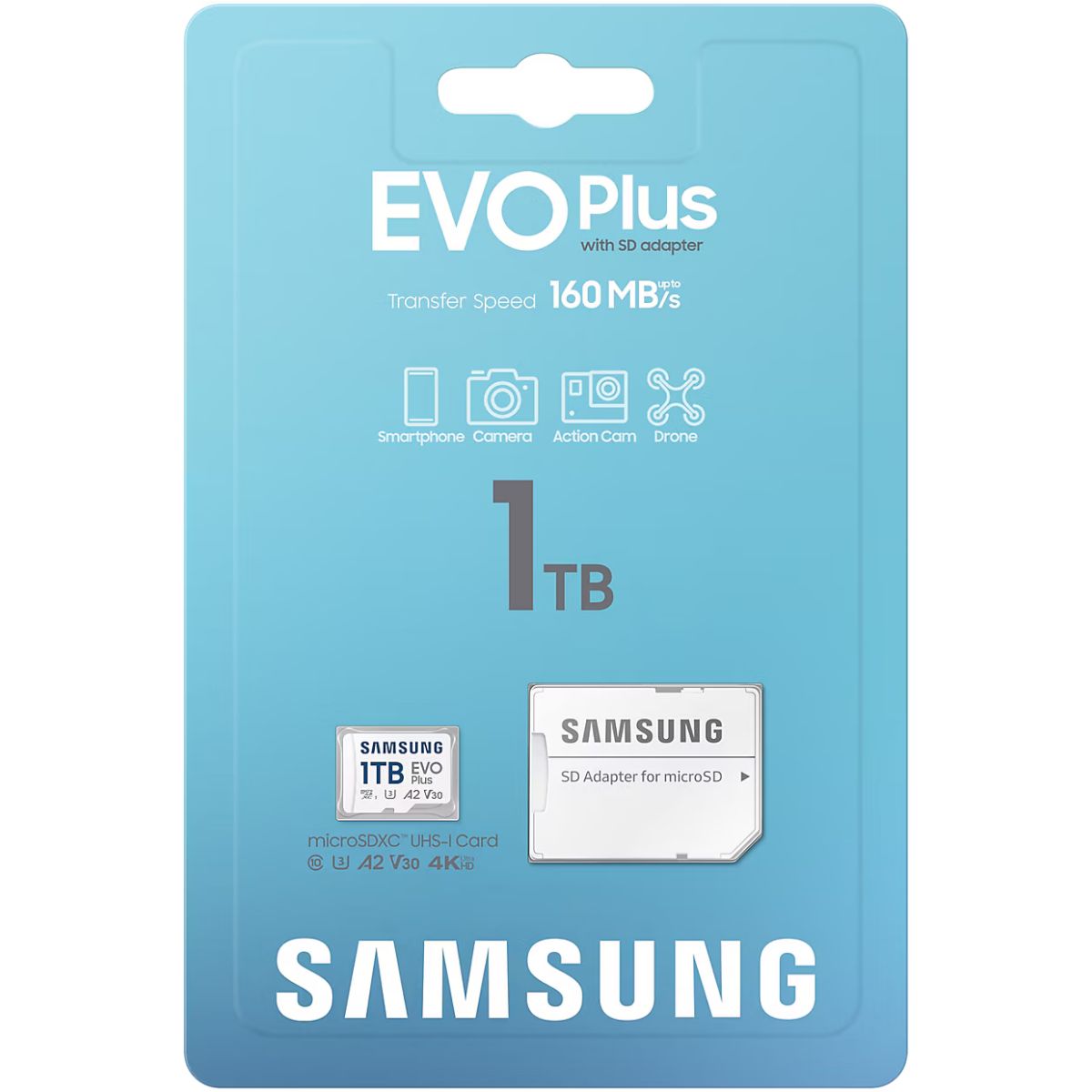 Карта памяти Samsung EVO Plus MicroSD + SD адаптер (MB-MC1T0SA), 1 Тб детальное изображение - 3