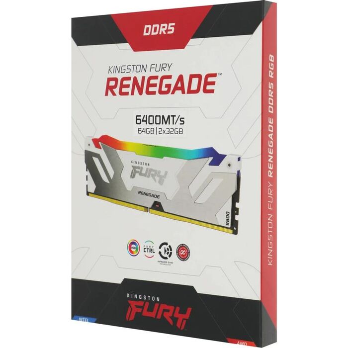 Оперативная память Kingston Fury Renegade White RGB DDR5 6400MHz, KF564C32RWAK2-64, 2x32 Гб KIT, 64 Гб №7