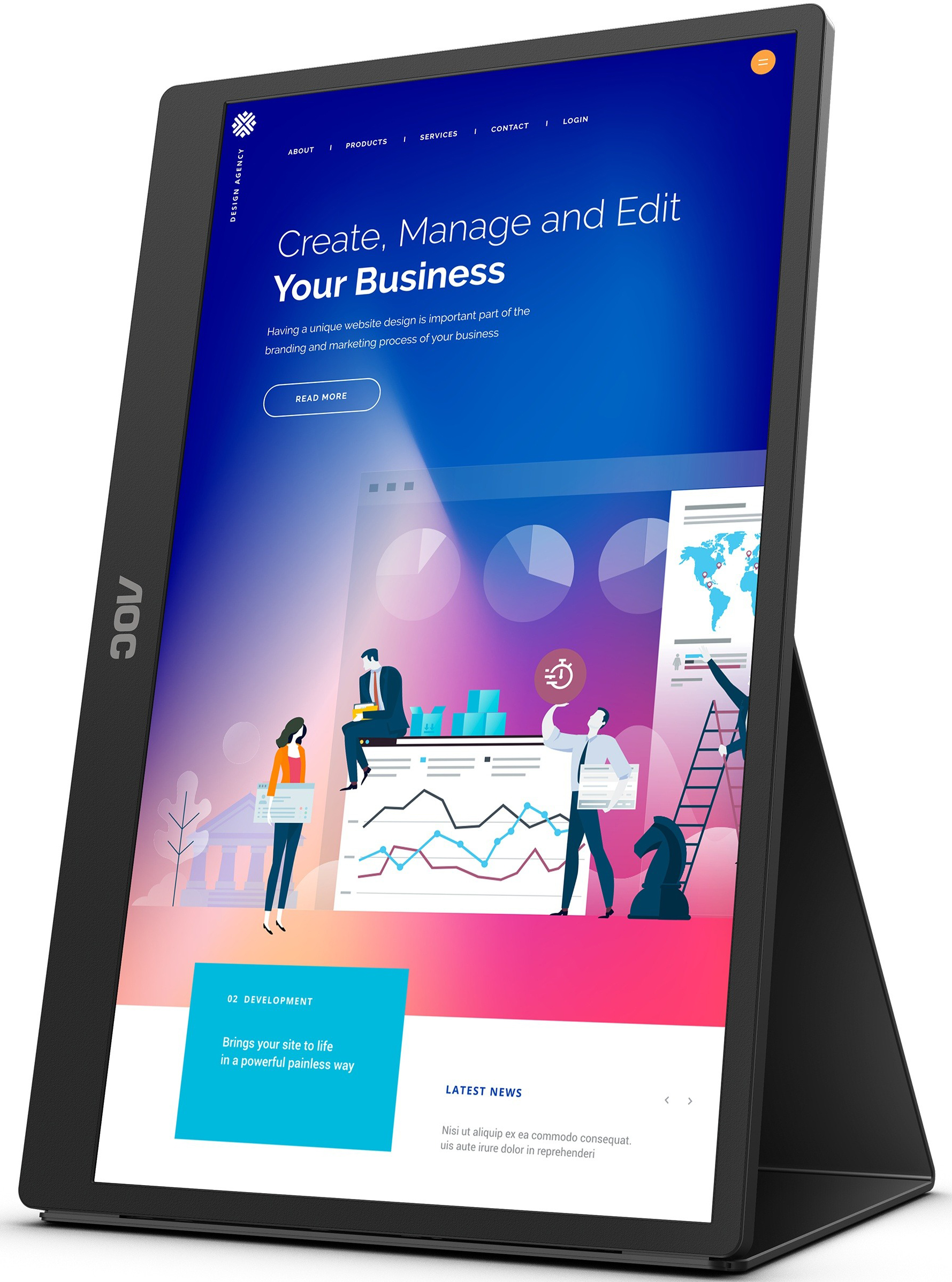 Монитор AOC 16T2, 15.6″, 1920x1080, 60 Гц, Черный детальное изображение - 4