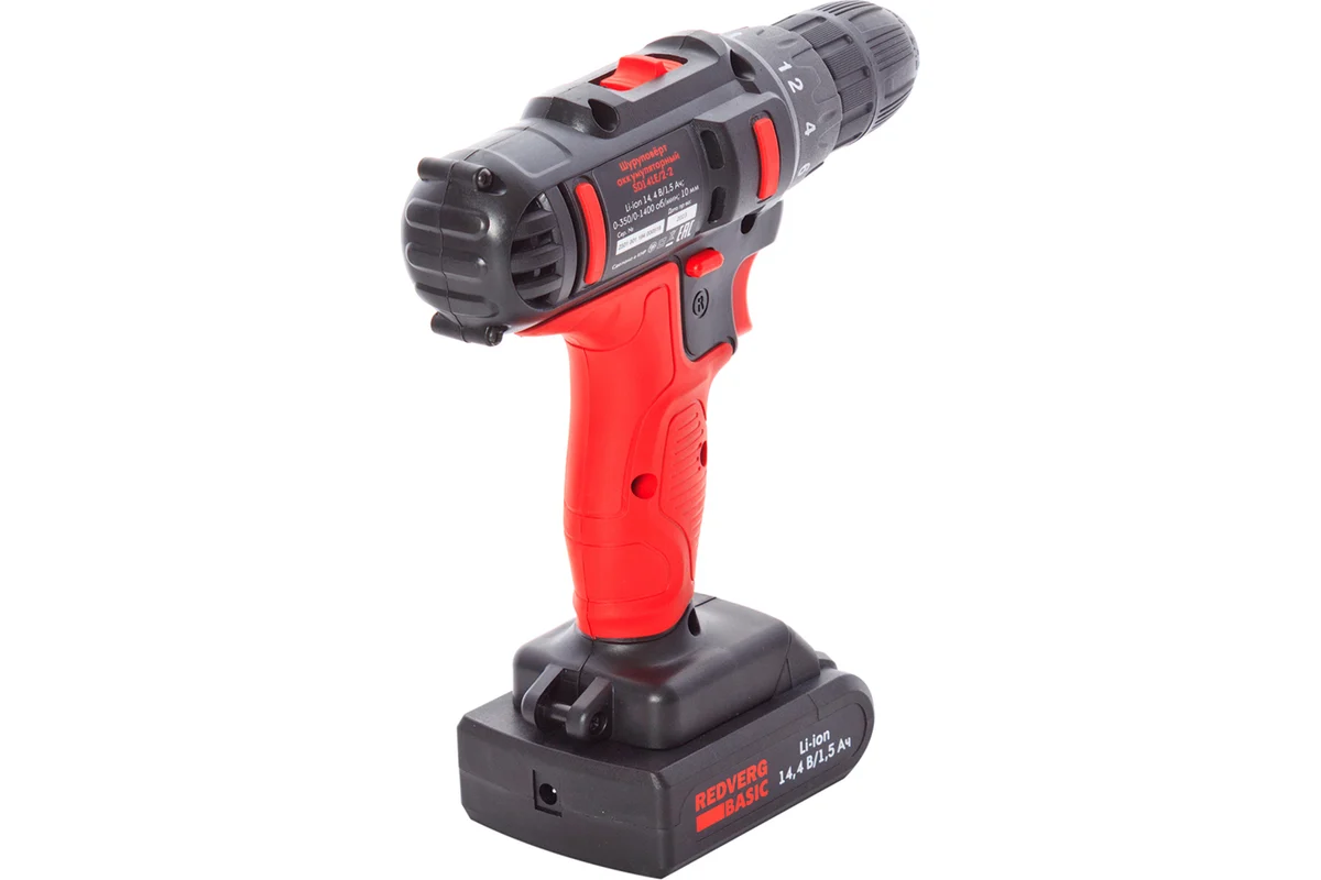 Аккумуляторная дрель-шуруповерт REDVERG Basic SD14LE/2-2 6680820, 18 В, 20 Нм, 1,5 А·ч детальное изображение - 3
