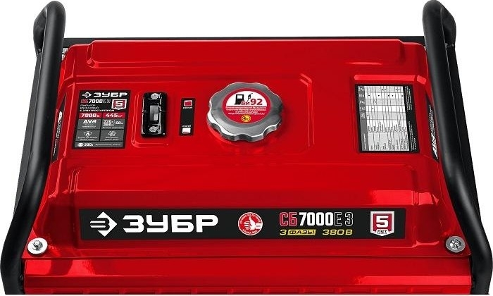 Генератор бензиновый ЗУБР СБ-7000Е-3, 6.5 кВт, Красный детальное изображение - 6
