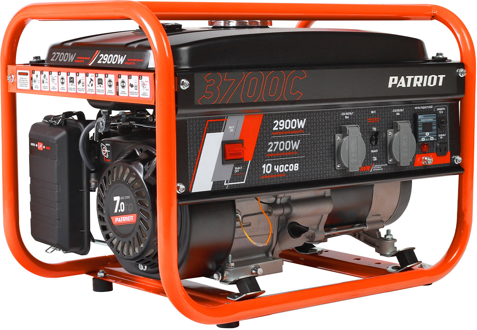 Генератор бензиновый PATRIOT GRS 3700C 476102101, 2.7 кВт, Оранжевый детальное изображение - 1