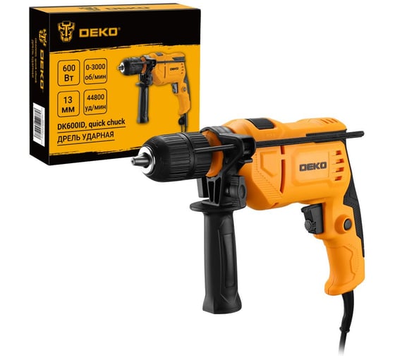 Дрель ударная сетевая DEKO DK600ID с быстрозажимным патроном, 083-1090, 50 Нм, 600 Вт  детальное изображение - 4