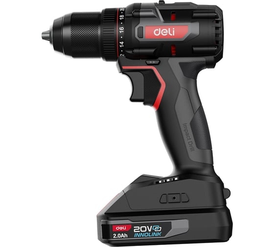 Аккумуляторная дрель-шуруповерт DELI DE-DZ20-2D2, 20 В, 70 Нм, 2 А·ч, 164327 детальное изображение - 2