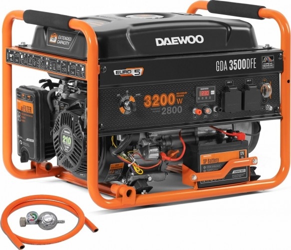 Генератор бензиновый DAEWOO GDA 3500DFE (бензин/газ), 2.8 кВт, Оранжевый детальное изображение - 6