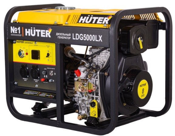 Генератор дизельный с воздушным охлаждением HUTER LDG 5000LX 64/2/7, открытый, 3 кВт, Желтый детальное изображение - 1