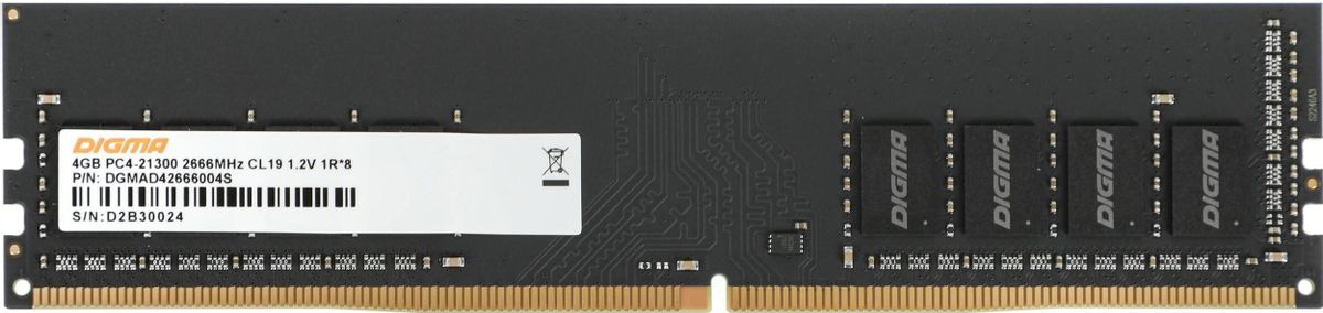 Оперативная память Digma DDR4 2666MHz, DGMAD42666004S, 4 Гб детальное изображение - 1