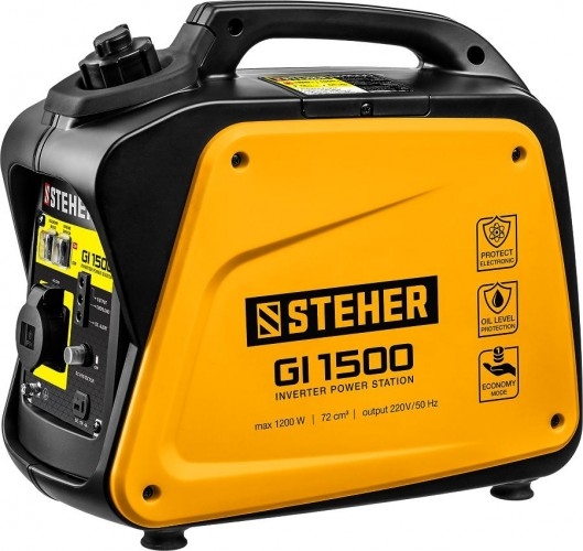 Генератор бензиновый STEHER GI-1500, 1 кВт, Желтый детальное изображение - 1