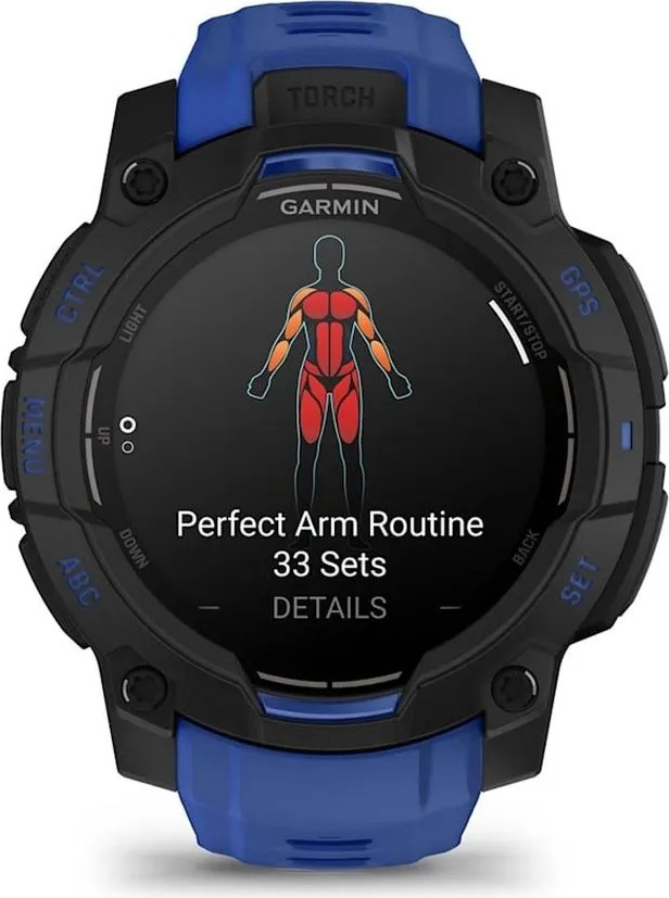 Смарт-часы Garmin Instinct 3 Amoled, Black with Black/Bolt Blue Silicone Limited edition, 45 мм, Синий детальное изображение - 6