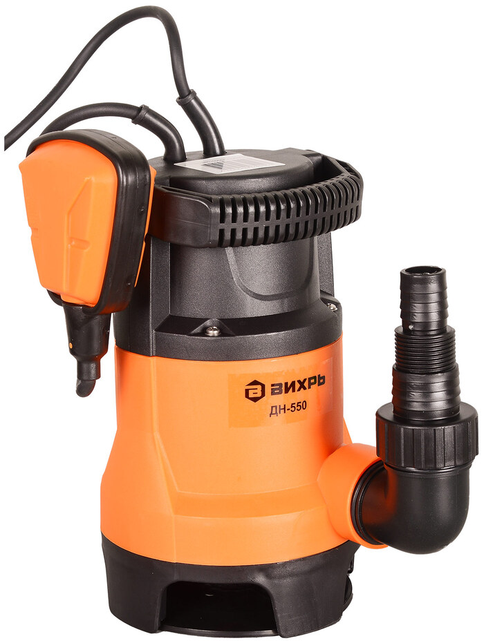 Насос Вихрь ДН-550, 217 л/мин, 40 мм, напор 8 м, d=40 мм, 550 Вт, Оранжевый №1