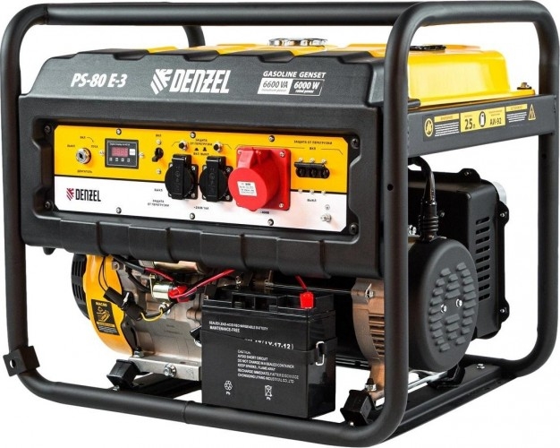 Генератор бензиновый Denzel PS 80 E-3 946954, 6 кВт, Желтый детальное изображение - 2