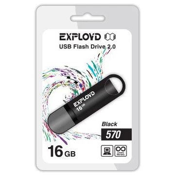 USB Flash накопитель Exployd 570 16 ГБ, черный детальное изображение - 1