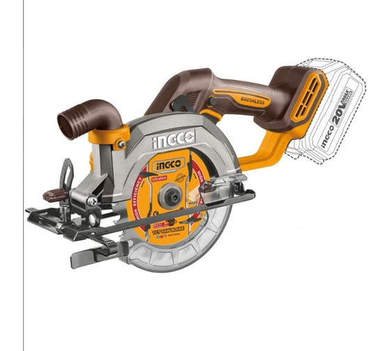 Аккумуляторная дисковая пила INGCO SUPER BL 20В, 1хАКБ 4Ач и ЗУ, CSLI14021, 140 мм, 6300 об/мин детальное изображение - 1