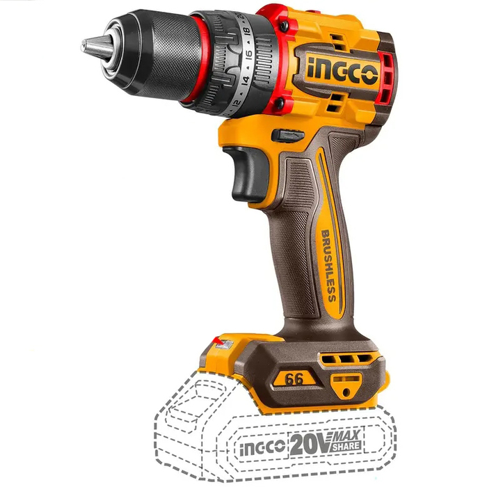 Аккумуляторная дрель-шуруповерт INGCO Li-ion INDUSTRIAL CIDLI206681, 20 В, 66 Нм, б/а  №1