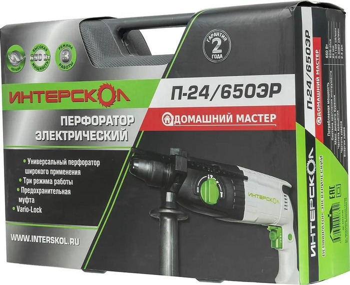 Перфоратор Интерскол П-24/650ЭР 428.3.2.00, 650 Вт, 2,3 Дж, 0-5060 уд/мин №2