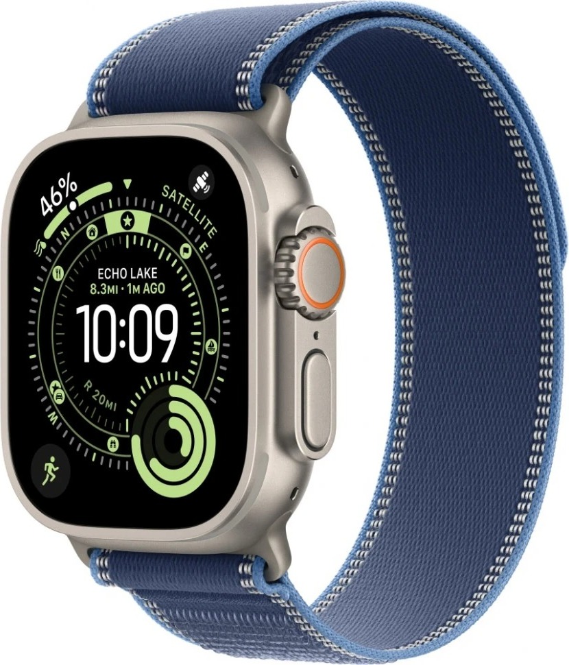 Умные часы Apple Watch Ultra 3 49 мм, Natural Titanium Case with Blue/Bright Blue Trail Loop (S/M), Синий/Светло-голубой детальное изображение - 1