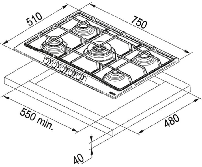 Газовая варочная панель Franke FHCL 755 4G TC GF C, Графит №2
