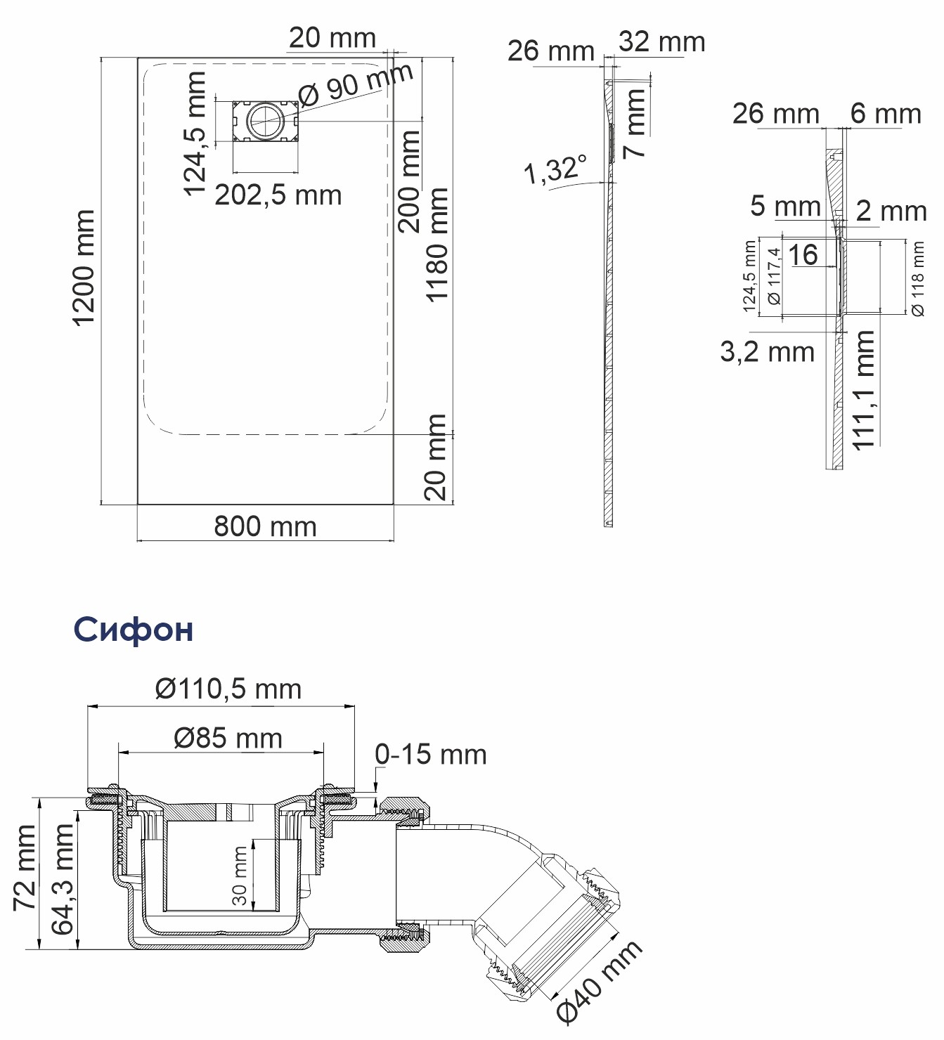 Душевой поддон WasserKRAFT Elbe 120x90 74T07 детальное изображение - 4