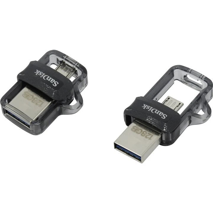 USB Flash накопитель SanDisk Ultra Dual m3.0 (SDDD3-128G-G46) 128 ГБ, черный детальное изображение - 1
