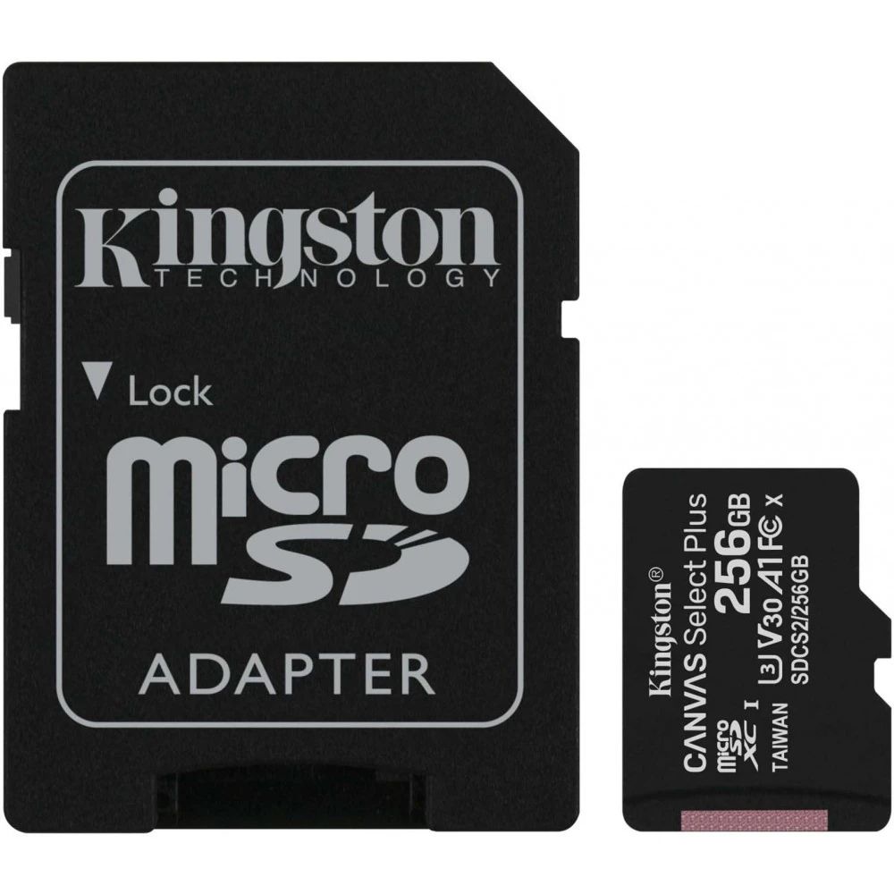 Карта памяти Kingston Canvas Select Plus MicroSD + SD адаптер (SDCS2/256GB), 256 Гб детальное изображение - 1