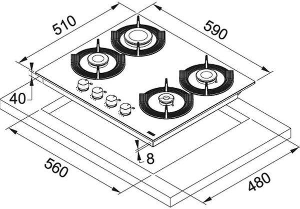 Газовая варочная панель Franke FHMF 604 4G C BK, Черный детальное изображение - 3