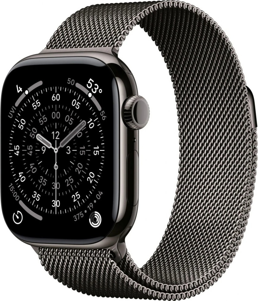 Умные часы Apple Watch Series 11 46 мм, Slate Titanium Case with Slate Milanese Loop, GPS + Cellular, Черный (S/M) детальное изображение - 1