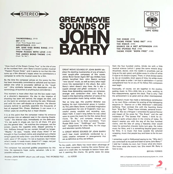 Виниловая пластинка John Barry & His Orchestra – The Great Movie Sounds Of John Barry LP детальное изображение - 2