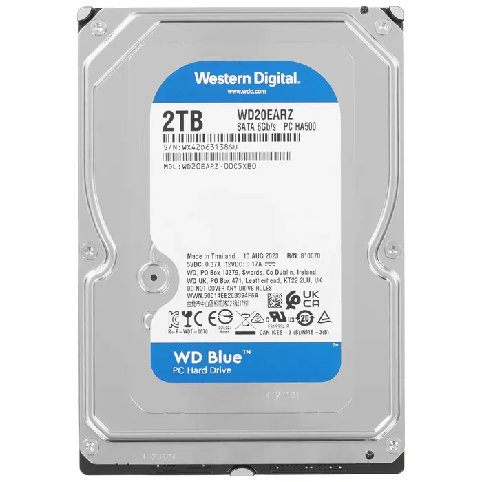 Жёсткий диск WD Blue WD20EARZ, SATA-III, 5400 об/мин, 2 ТБ №1