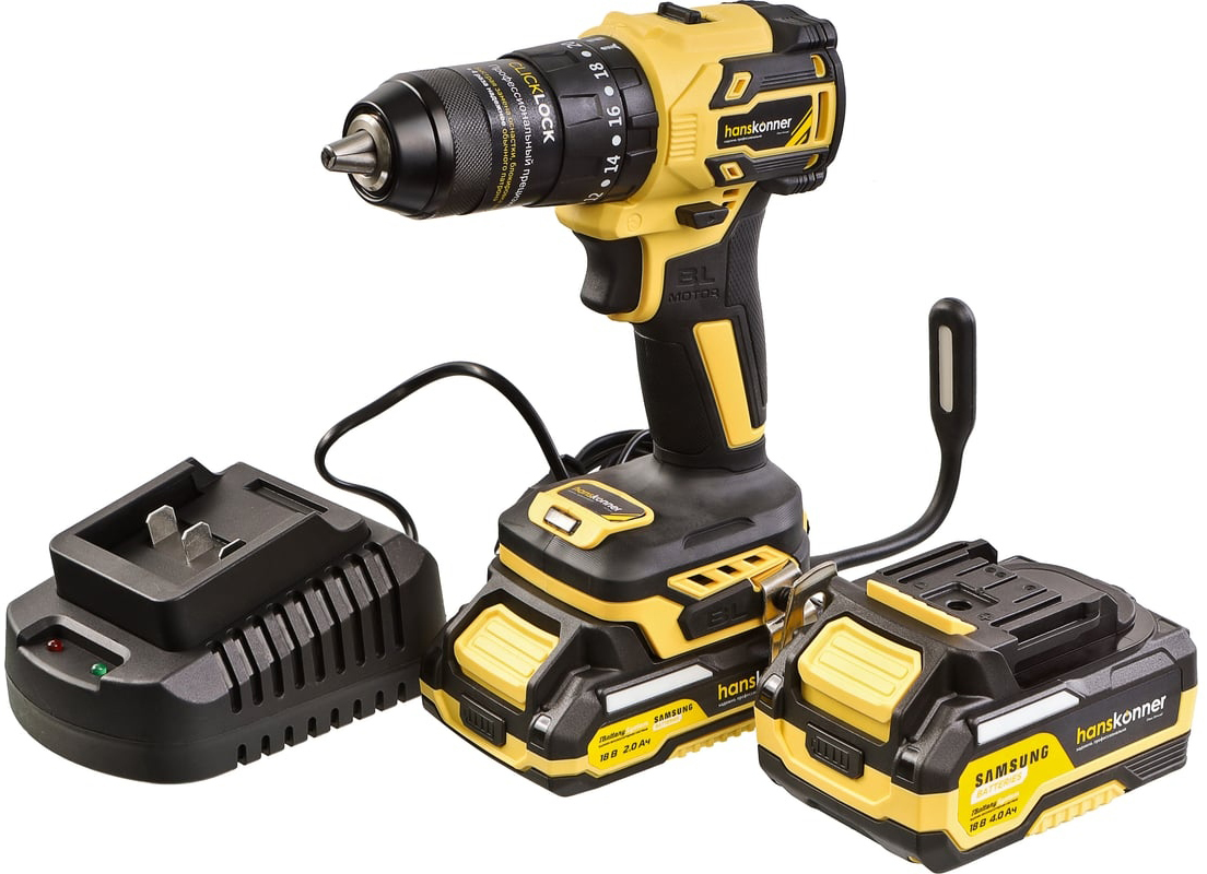 Аккумуляторная дрель-шуруповерт Hanskonner HCD2065PRO, 18 В, 65 Нм, 2,0-4,0 А·ч  детальное изображение - 3