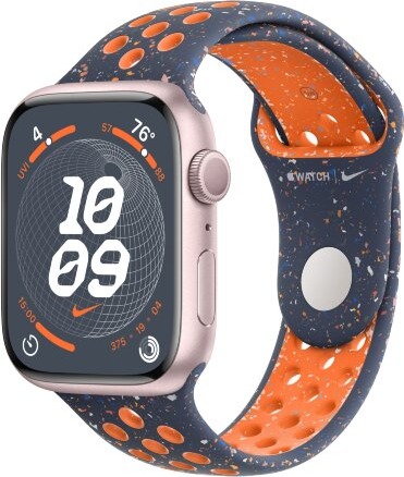 Умные часы Apple Watch Series 9 Pink Aluminum Case GPS + Cellular with Nike Sport Band Blue Flame, 41 mm, Голубое пламя детальное изображение - 1
