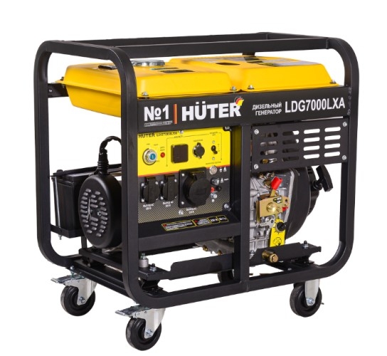 Генератор дизельный с воздушным охлаждением HUTER LDG 7000LXA 64/2/8, открытый, 5 кВт, Желтый детальное изображение - 6