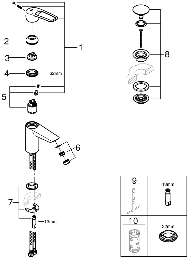 Смеситель Grohe Eurosmart 23980003 детальное изображение - 7