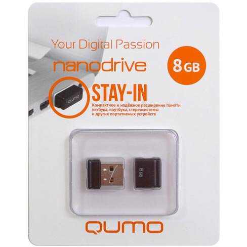 USB Flash накопитель QUMO Nano 8 ГБ, черный детальное изображение - 2