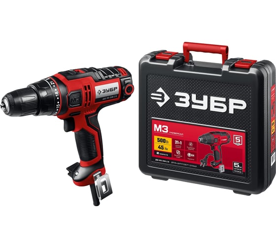 Сетевая дрель-шуруповерт ЗУБР ДШ-М3-500-2 К, 220 В, 45 Нм, 500 Вт детальное изображение - 1
