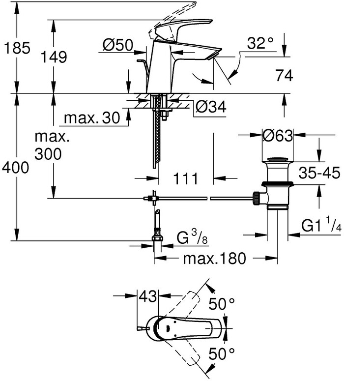 Смеситель Grohe Eurosmart 23965003 №6