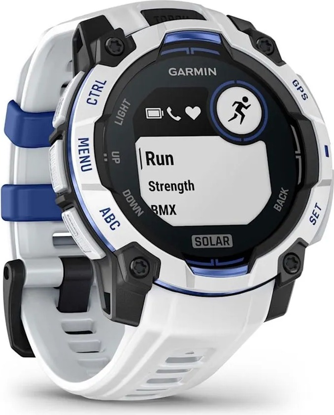 Смарт-часы Garmin Instinct 3 Solar Whitestone with Black/Bolt Blue Silicone Limited edition, 45 мм, Синий детальное изображение - 4