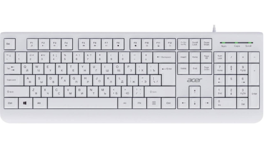 Проводная клавиатура Acer OKW400, Белый детальное изображение - 1