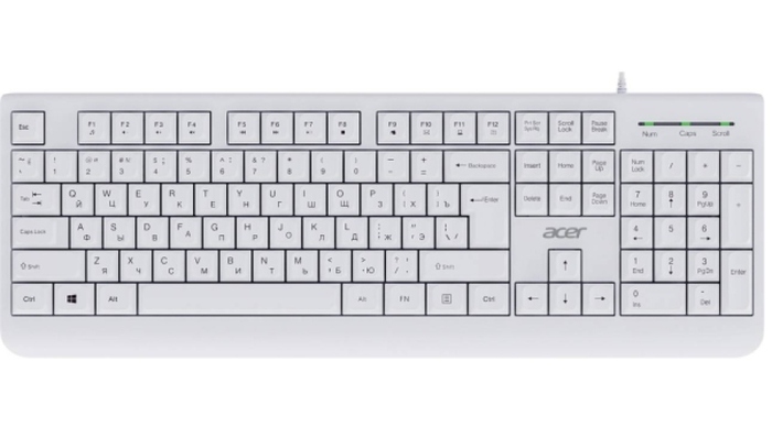 Проводная клавиатура Acer OKW400, Белый №1