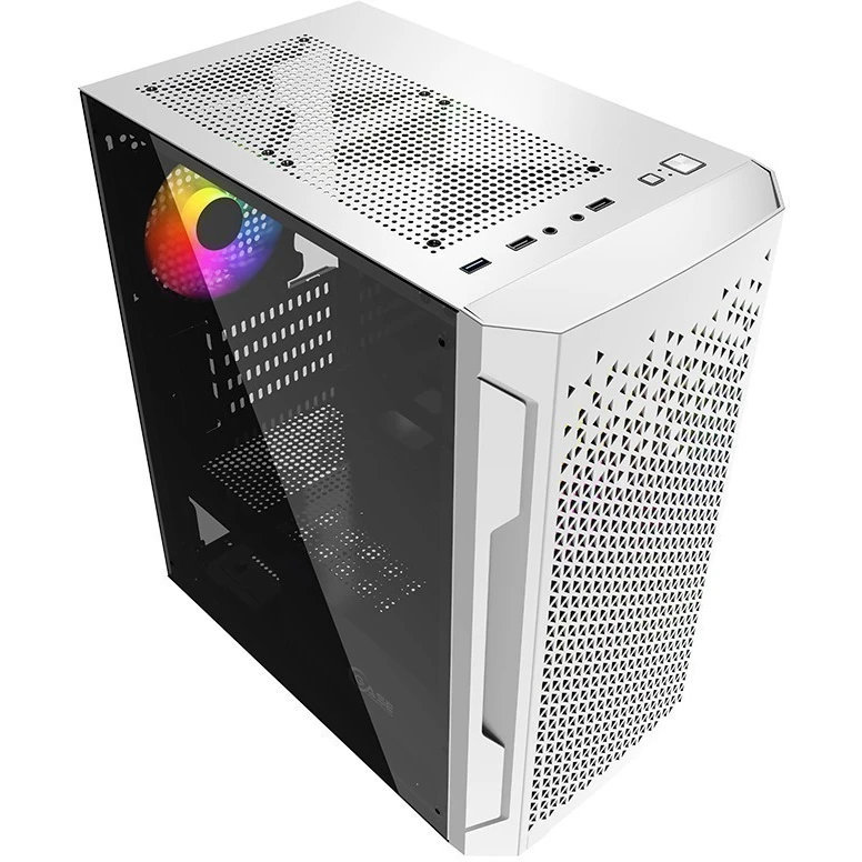 Корпус Powercase Mistral Micro Z3W Mesh LED, Белый детальное изображение - 4