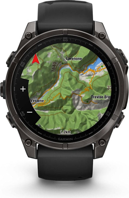 Смарт-часы Garmin Fenix 8 AMOLED Sapphire DLC, 47 мм, угольно-черный, пепельно-черный силиконовый ремешок детальное изображение - 2
