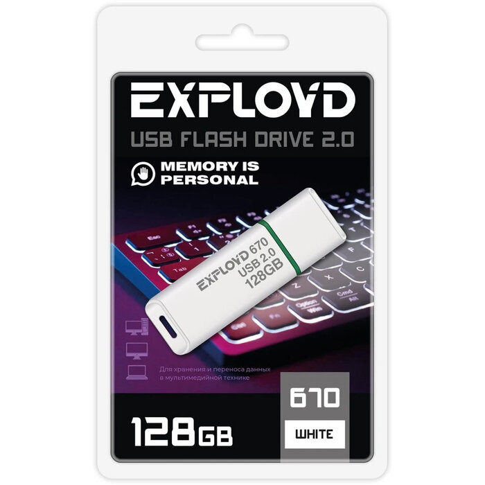 USB Flash накопитель Exployd 670 128 ГБ, белый №1