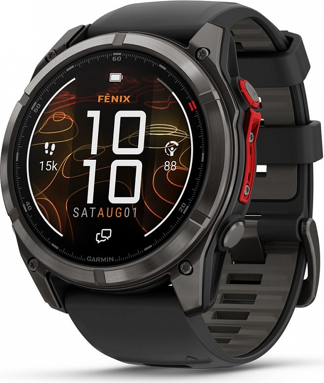Смарт-часы Garmin fenix 8 ProMicroLED DLC, 51 мм, угольно-серый, черный силиконовый ремешок детальное изображение - 1