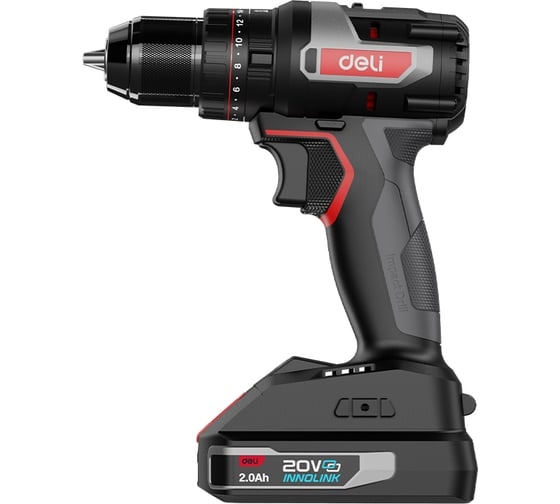 Аккумуляторная ударная дрель-шуруповерт DELI DE-CZ20-2D2, 20 В, 50 Нм, 2 А·ч, 164330 детальное изображение - 2