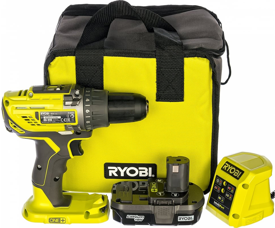 Аккумуляторная дрель-шуруповерт Ryobi R18DD3-113S ONE+ 5133003350, 18 В, 50 Нм, 1.3 А·ч  детальное изображение - 1