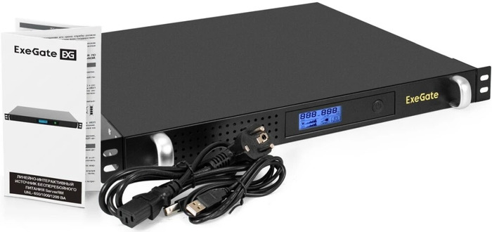 ИБП ExeGate 1U ServerRM UNL-1000.LCD.AVR.6C13.RJ.USB.1U №1