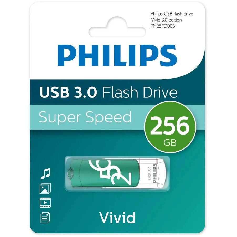 USB Flash накопитель Philips VIVID3.0 256 ГБ, зеленый детальное изображение - 1