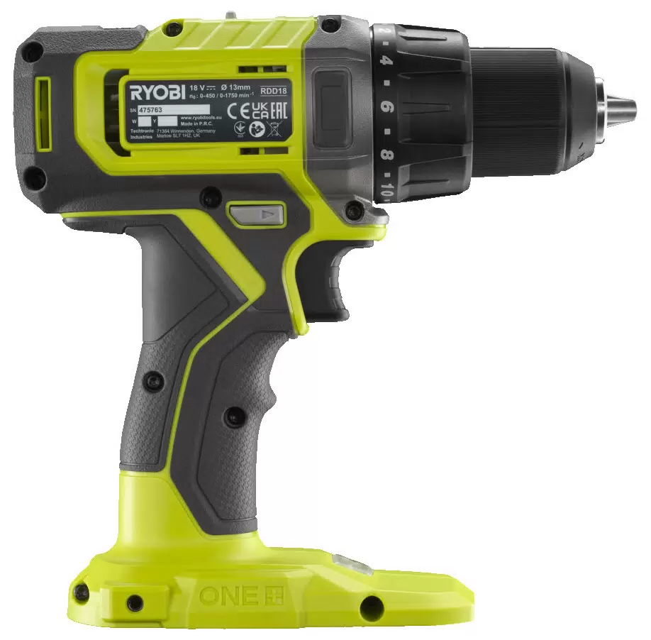Аккумуляторная дрель-шуруповерт Ryobi ONE+ RDD18-0 5133005437, 18 В, 52 Нм, 9 А·ч  детальное изображение - 3